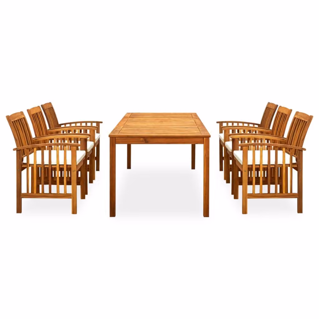 Set da Pranzo da Giardino 7 pz con Cuscini Massello di Acacia