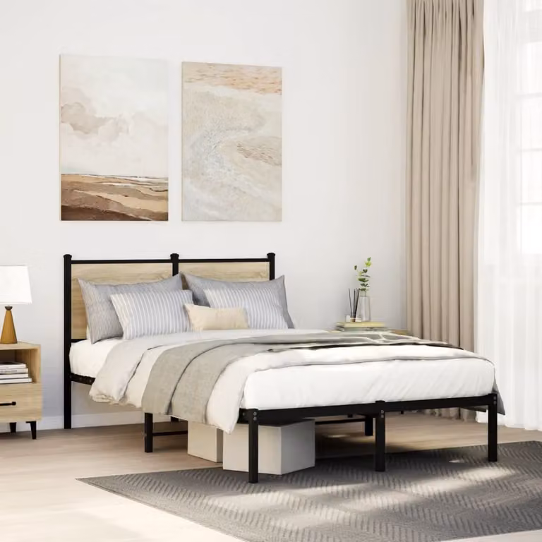 vidaXL Giroletto in Metallo Rovere Sonoma L/P/H: 120 x 200 x 91,5 cm
