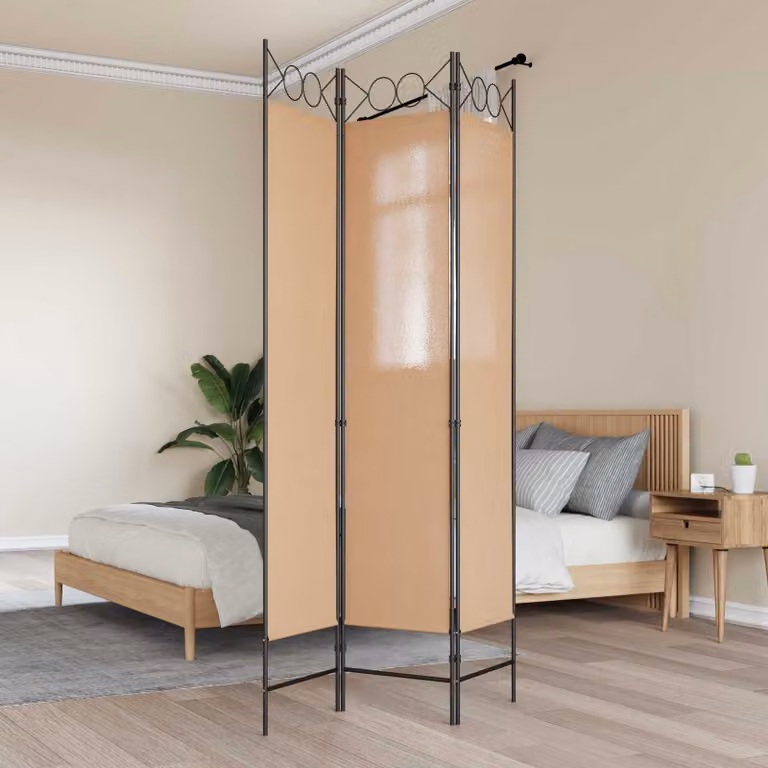 Paravento a 3 pannelli vidaXL in tessuto beige, L: 120 cm, H: 200 cm