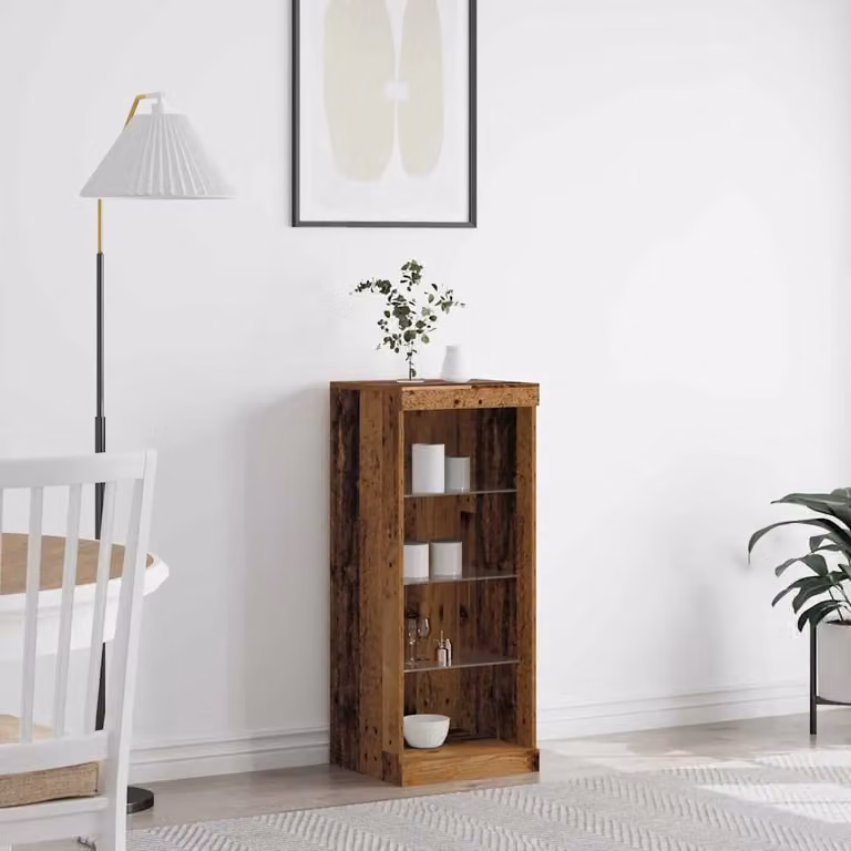 Madia moderna vidaXL in legno vecchio marrone con illuminazione LED integrata L/P/H: 41 x 37 x 100 cm