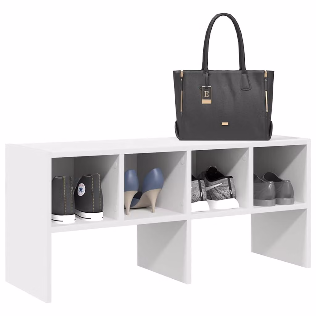 Scarpiera impilabile vidaXL bianca con ripiani piatti in MDF, L 89,5 x P 40 x H 30 cm