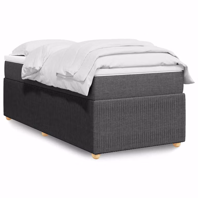 vidaXL Giroletto a Molle Ibrido con Materasso in Tessuto Grigio e Bianco L/P/H: 80 x 200 cm