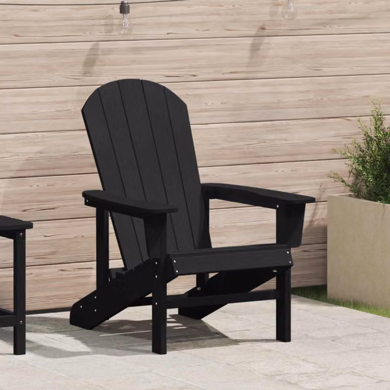 Sedia Adirondack vidaXL in plastica nera per giardino e terrazza