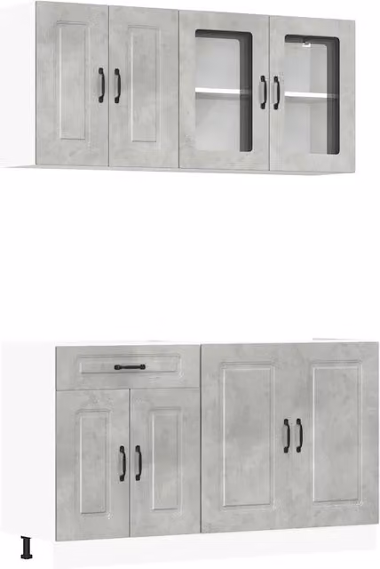 Set Armadio pensile | Mobili da Cucina 4 pz Kalmar Grigio Cemento in Truciolato