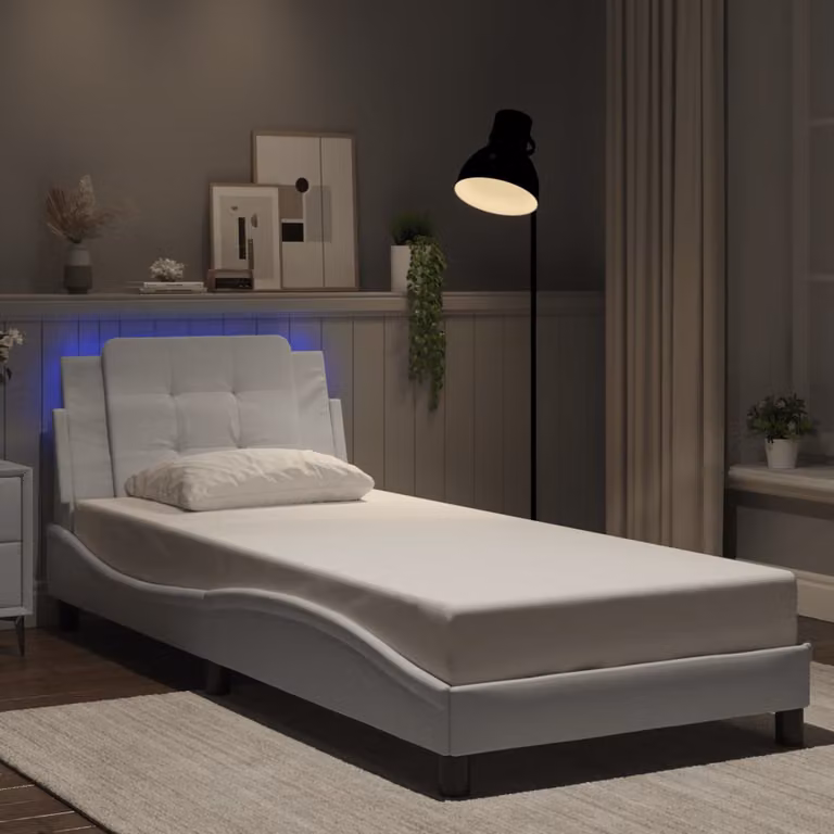 vidaXL Giroletto Zadar Bianco con LED e porta USB senza materasso L/P: 90 x 200 cm