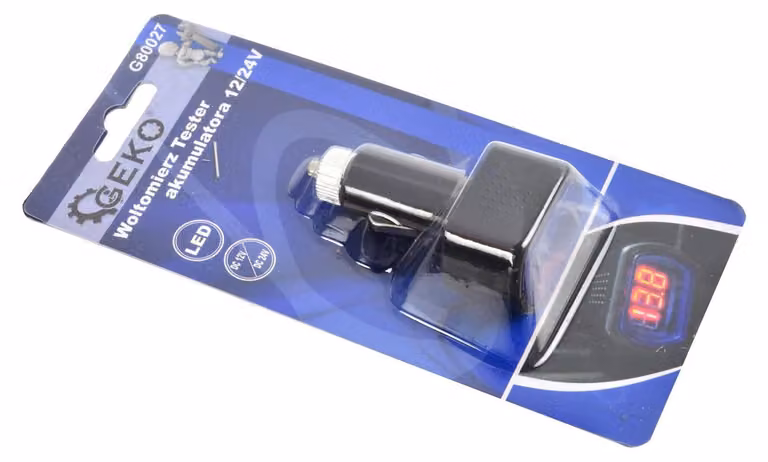 Voltmetro con display digitale a LED, tester batterie auto, di corrente e di tensione 12/24 v Geko