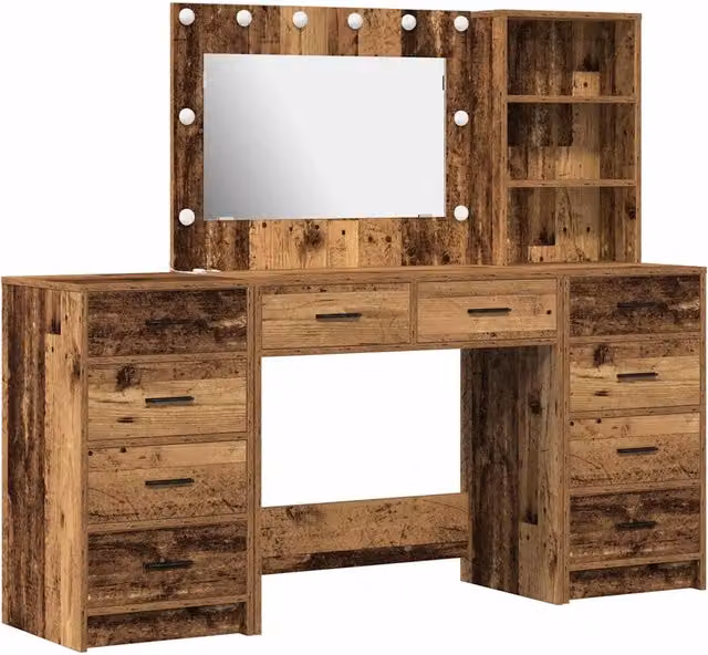 Toeletta | Tavolo da Trucco con cassetto 3 pz Marrone 40 x 41 x 135 cm