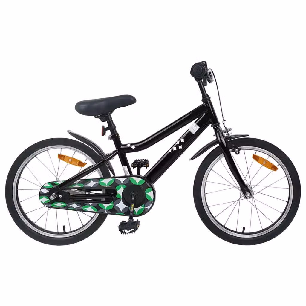 Bicicletta per bambini da 18 pollici nera con struttura in metallo e pneumatici in gomma – 2