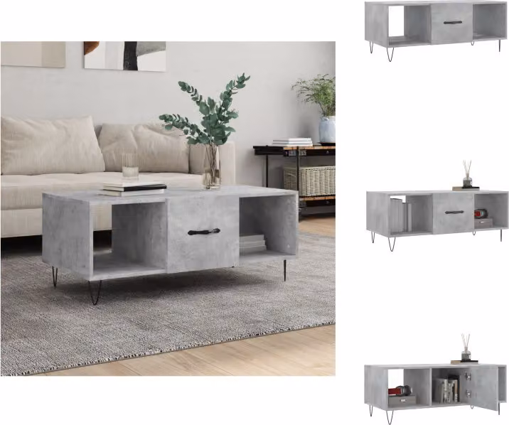 vidaXL Tavolino da caffè grigio cemento 102x50x40 cm materiale a base di legno - Tavolini da caffè