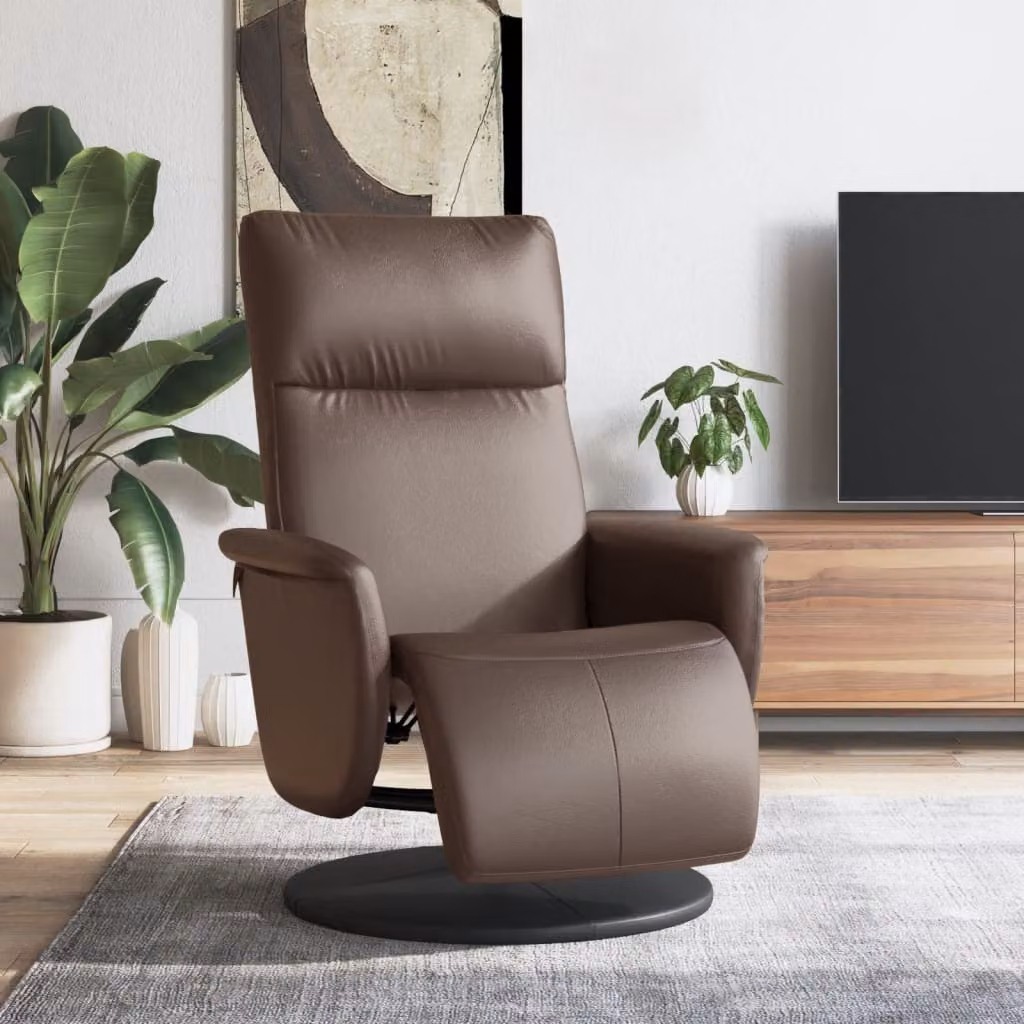 vidaXL Poltrona Reclinabile Relax con Poggiapiedi e Rotazione 360 Gradi in Similpelle Marrone