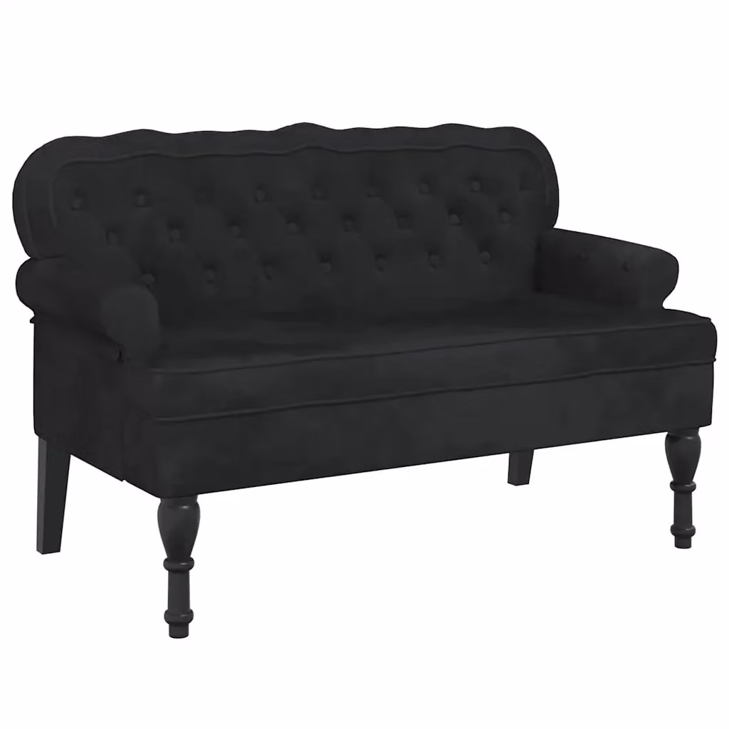 Panca con schienale vidaXL in velluto nero L: 119,5 cm, P: 64,5 cm, H: 75 cm – 2