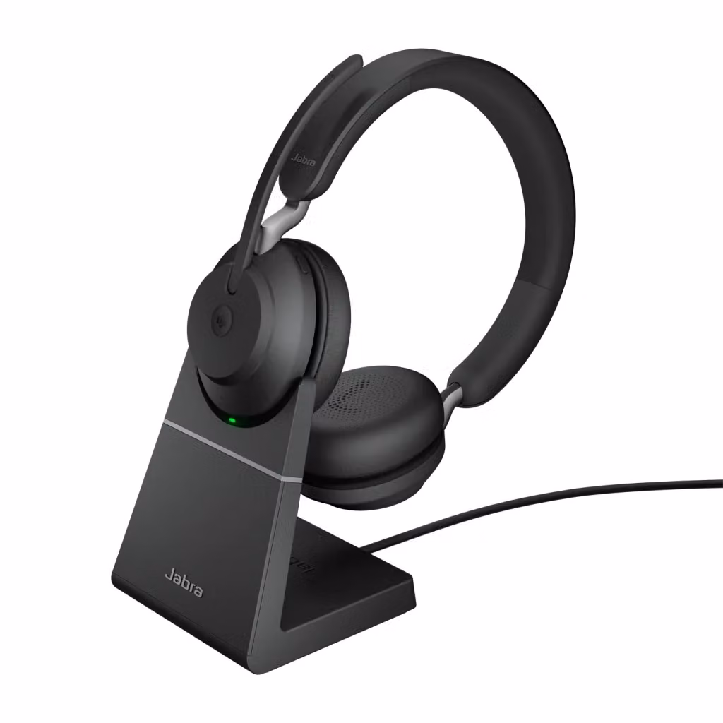 Auricolare wireless Jabra Evolve2 65 Bluetooth con base di ricarica USB-A, nero – 2