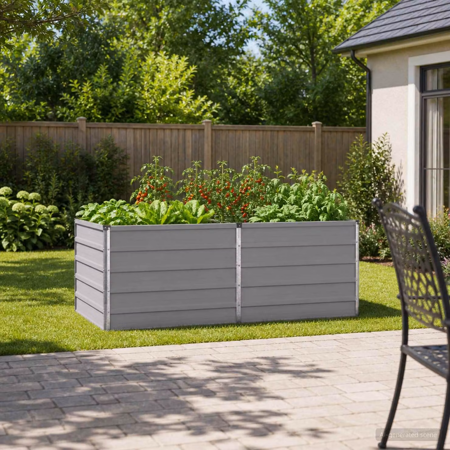 Letto rialzato da giardino vidaXL in metallo Grigio L: 160 cm, P: 80 cm, H: 55 cm
