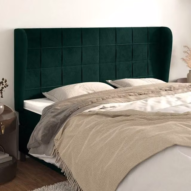 Testiera ad orecchio vidaXL in velluto verde scuro L: 183 cm, P: 23 cm, H: 118-128 cm
