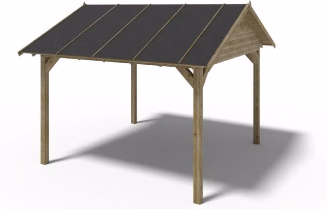 Gazebo da giardino in legno di abete impregnato ALTANKA ALT36 L: 404 cm, P: 417 cm, H: 325 cm, colore marrone e verde