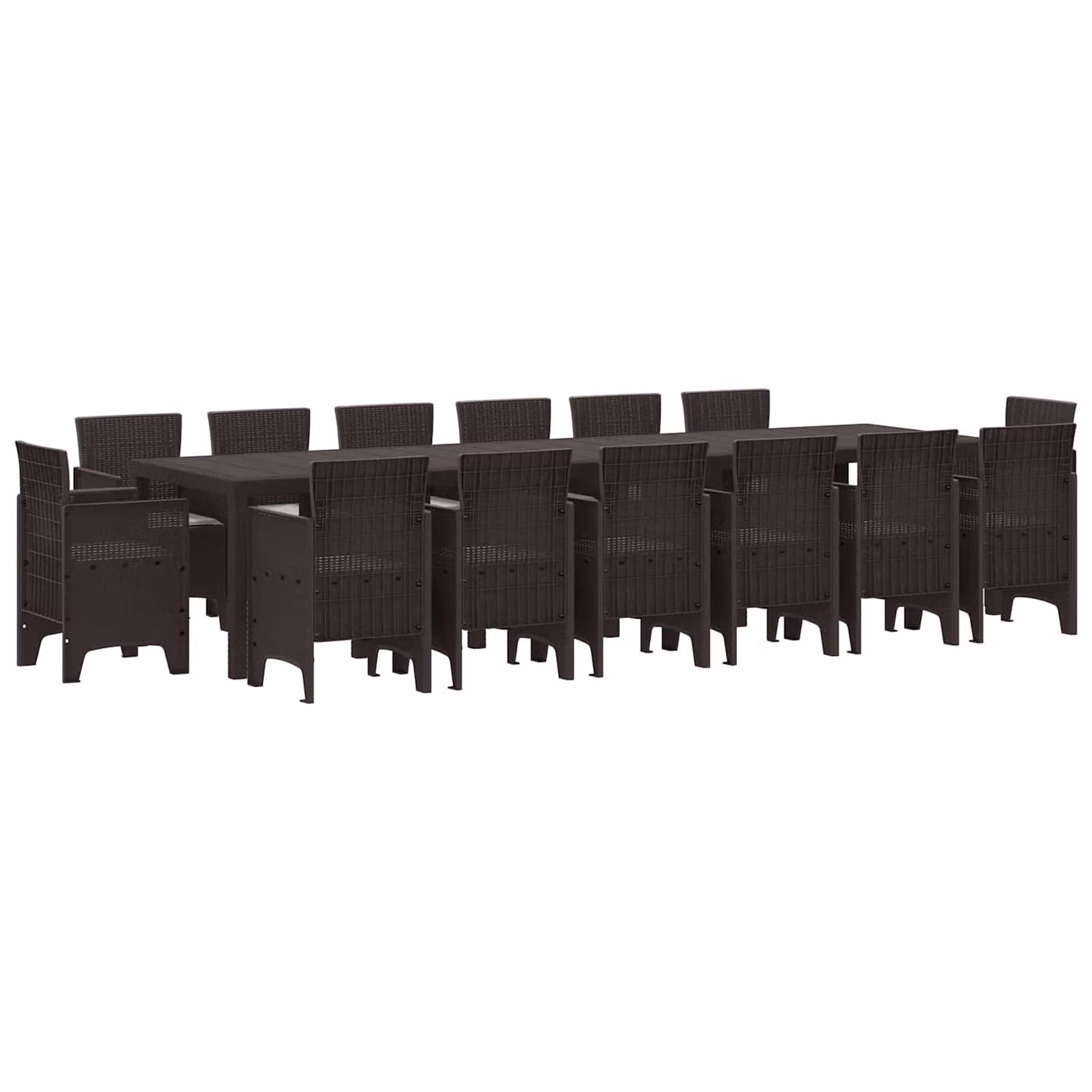 vidaXL Set da Pranzo per Giardino 15 pz Marrone Rattan Polt