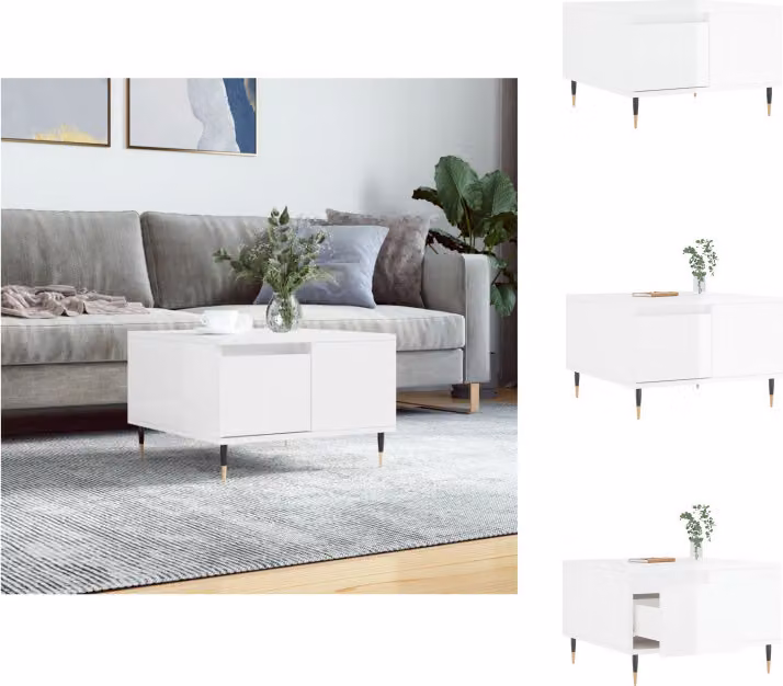 vidaXL Tavolino bianco lucido 55x55x36,5 cm in legno - Tavolini da caffè
