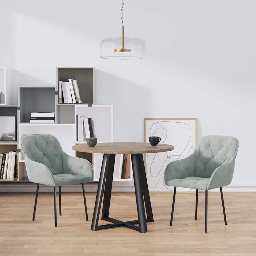 Set di 2 sedie da pranzo vidaXL in velluto grigio con design moderno per soggiorno e cucina
