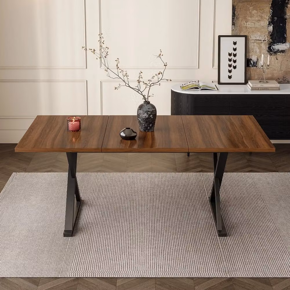 Tavolo da pranzo moderno Zephmum rettangolare in marrone e nero L/P/H: 180 x 90 x 75 cm – 2