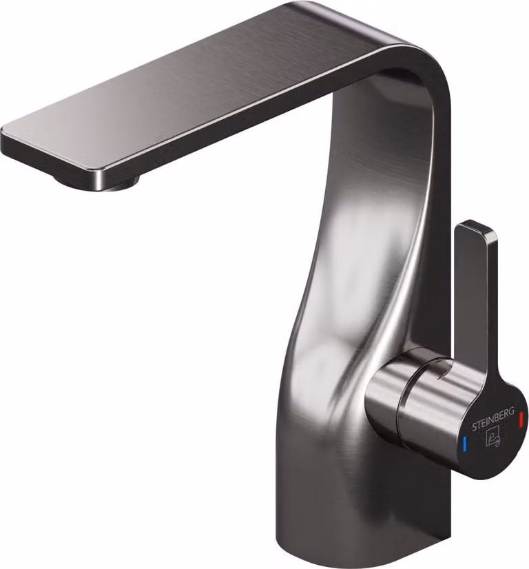 Steinberg Série 230 Mitigeur monocommandé pour lavabo, avec cartouche céramique, tubes flexibles, sans vidage, saillie 112mm, 23010102BGM, 23010102BGM