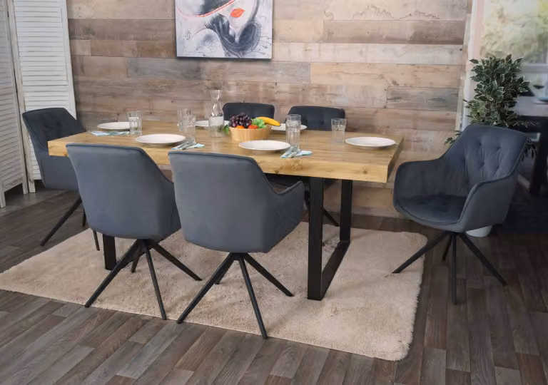 Set di 6 sedie da pranzo MCW-L80, sedie da cucina imbottite con braccioli, girevoli, metallo tessuto/tessuto ~ antracite