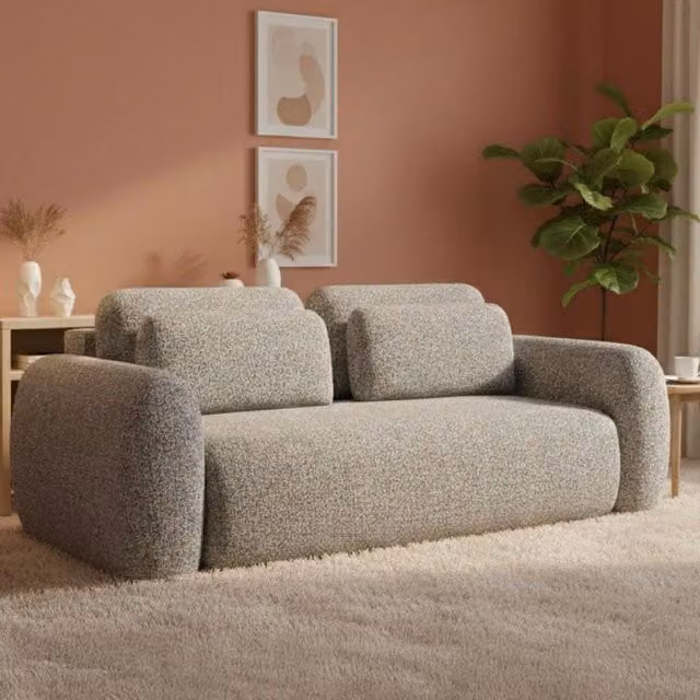 Divano Letto 3 Posti con Contenitore Sessame DMORA Grigio L: 266 cm – 1