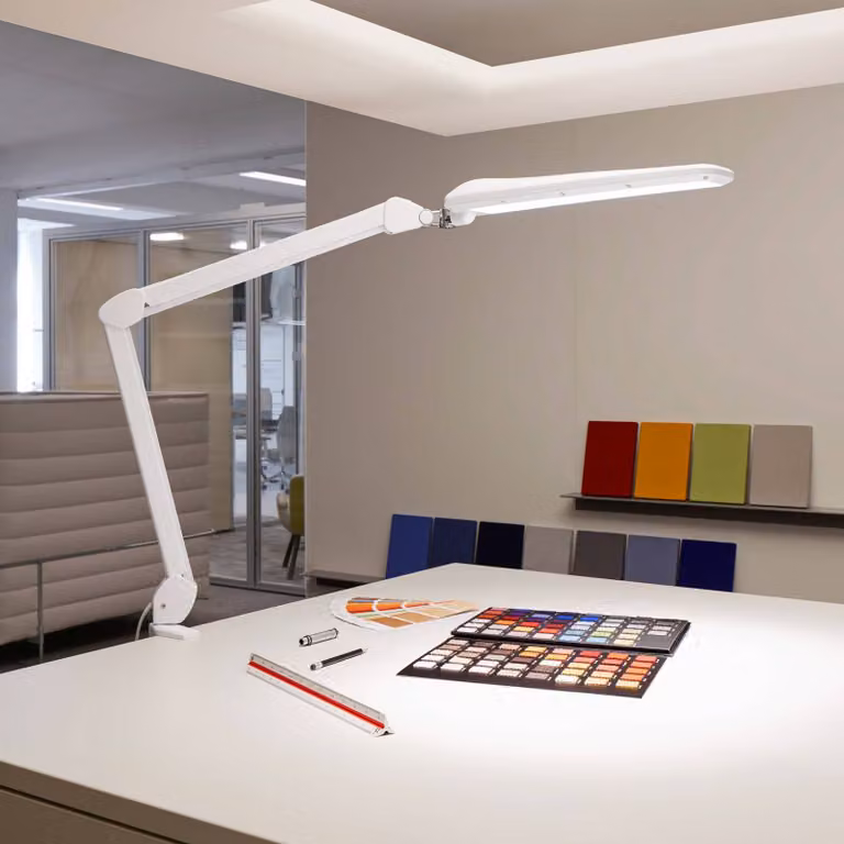 Maul Lampada con morsetto MAULcraft, dimmerabile, Bianco / Opale, Studio / Ufficio, Metallo, Moderno, Lampada con morsetto