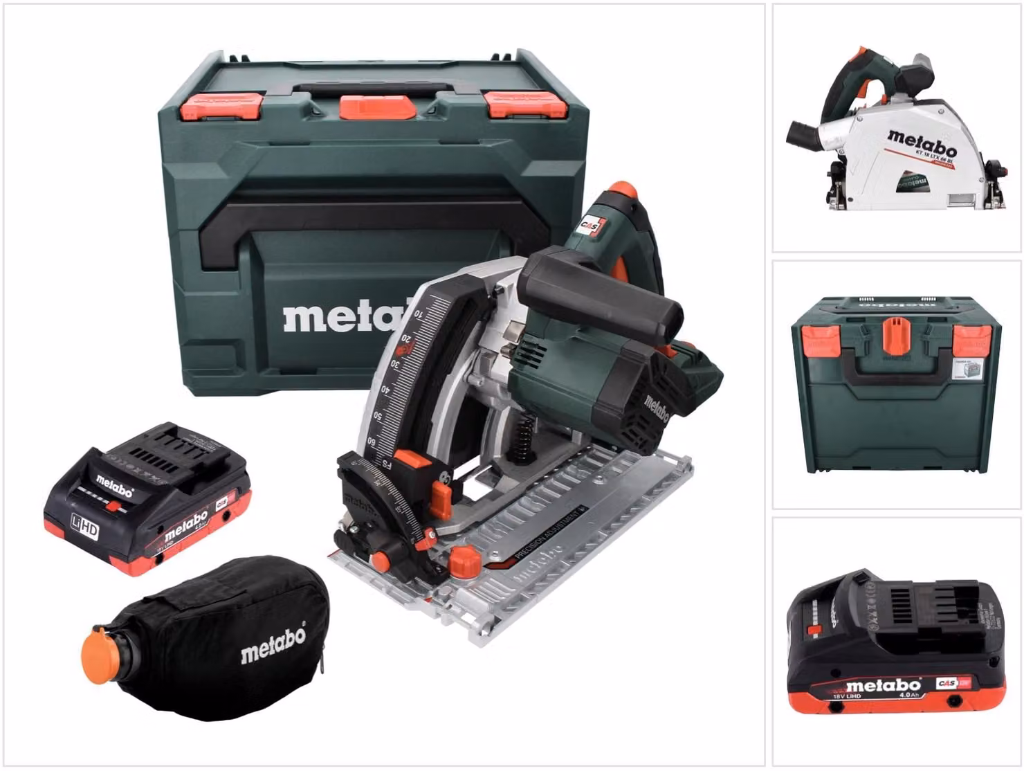 Metabo KT 18 LTX 66 BL Sega circolare a immersione a batteria 18 V 165 mm + 1x Batteria 4,0 Ah + Valigetta metaBOX - senza caricabatterie