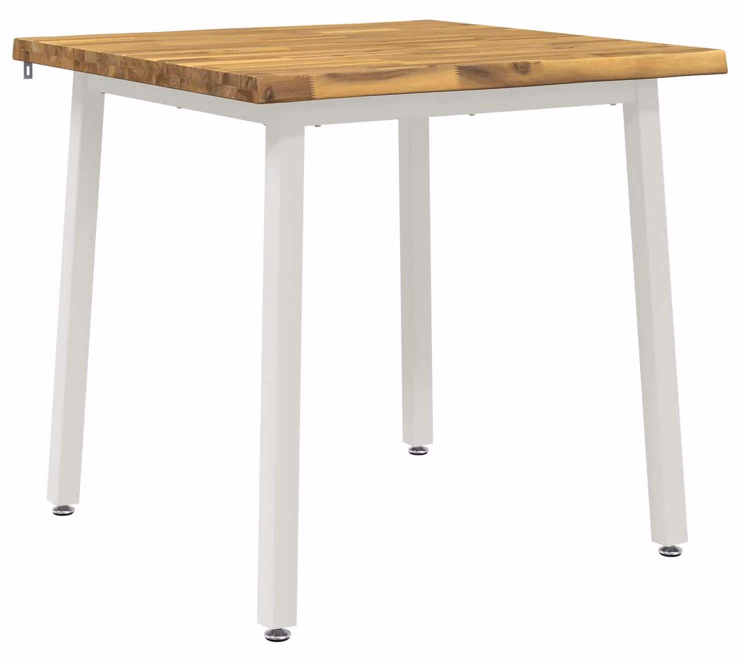 90 x 90 x 75 cm. Tavolino in legno massello di acacia, bianco, forma quadrata