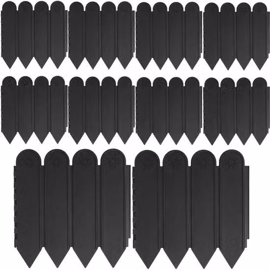 Pannelli per giardino in plastica Ibenzoa®, resistenti ai raggi UV e flessibili – confezione da 10 pezzi, colore nero, per un totale di 200 cm di bordatura per aiuole e delimitazione del giardino