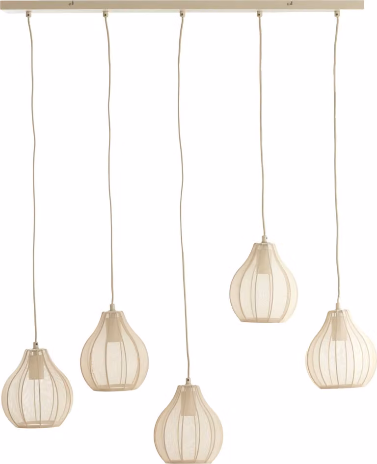Lampada a sospensione - beige - Elati - tessile - grande lampada da tavolo da pranzo - E27 - 2977327 - Light & Living