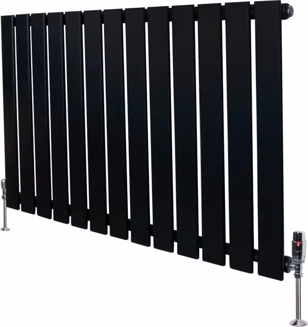 Radiatore Orizzontale in Acciaio Monster Group BV Nero con Valvola Termostatica e Staffa a Parete L: 60 cm, H: 91 cm – 1