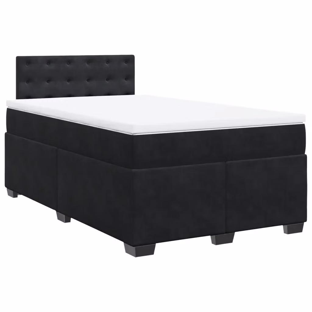Letto con Giroletto a Molle e Materasso Ibrido vidaXL in Velluto Nero e Bianco, L/P/H: 120 x 200 cm – 2