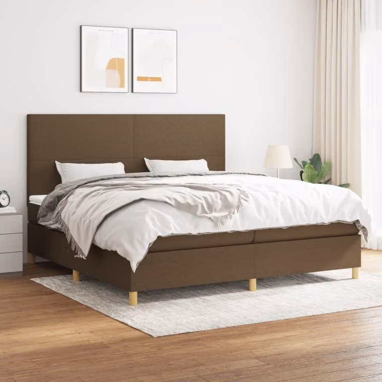 Maison Exclusive - Giroletto a Molle con Materasso Marrone Scuro 200x200cm Tessuto
