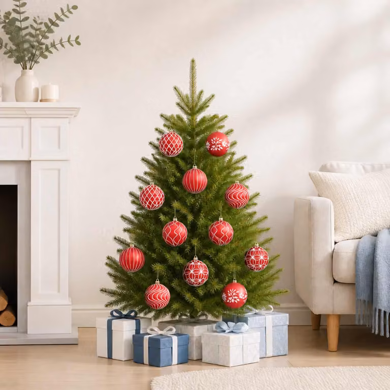 vidaXL Set di palline di Natale XL 12 pz Rosso e Bianco 10 cm