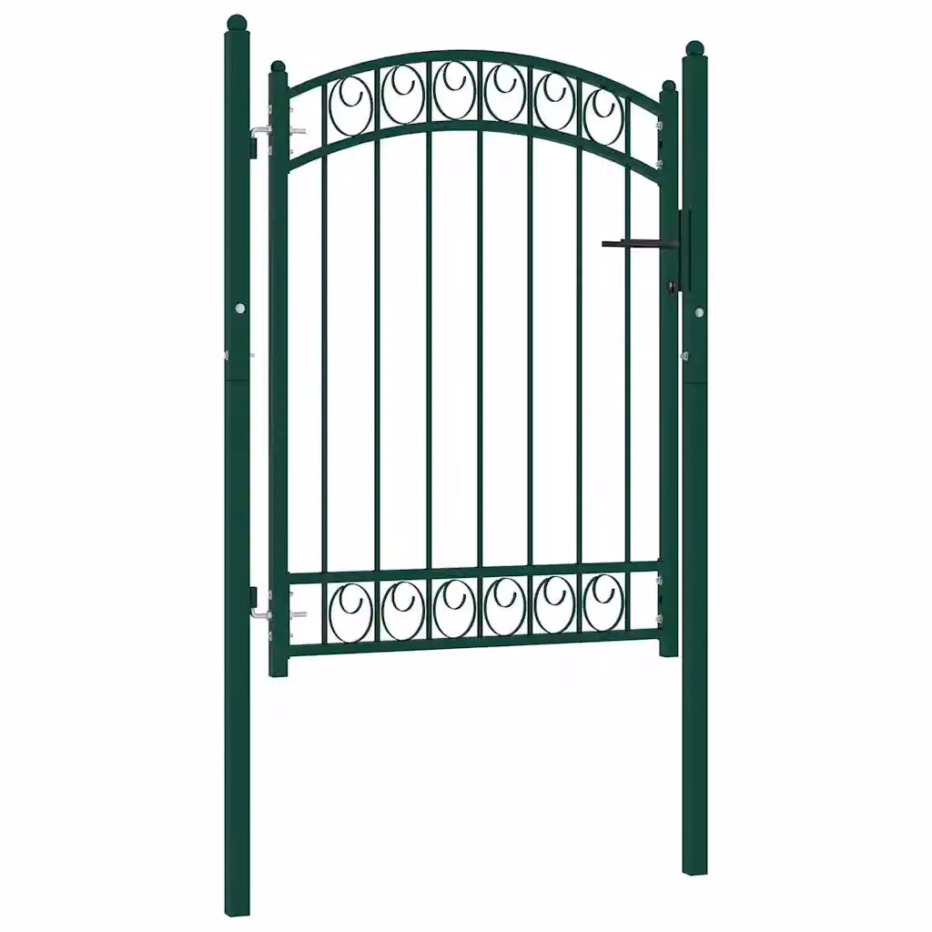 Cancello singolo ad arco in acciaio verde vidaXL L: 100 cm, H: 125 cm
