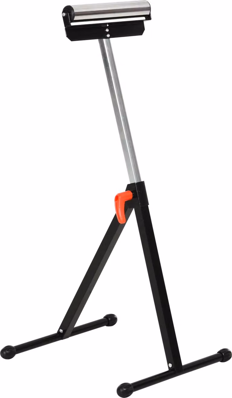 Supporto a rulli - Supporto per pezzi da lavorare - Regolabile in altezza da 68 a 110 cm - Pieghevole - Con manovella di bloccaggio