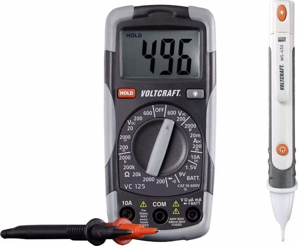 VOLTCRAFT DT-TEST-KIT 150 Hand-Multimeter digital CAT III 600 V Anzeige (Counts): 2000 (1214405)