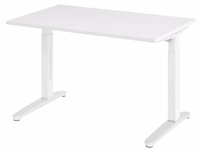 Scrivania bümö serie XB - Decorazione: bianco, dimensioni: 120 x 80 cm, struttura: bianco/alluminio lucido