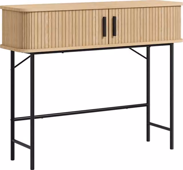 Consolle da ingresso HOMCOM con scomparti e ante scorrevoli in rovere, L 100 x P 30 x H 80 cm
