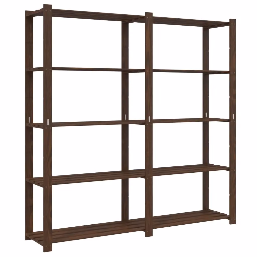 Scaffale a 5 Livelli vidaXL in Legno di Pino Marrone L: 170 cm, P: 38 cm, H: 170 cm – 2