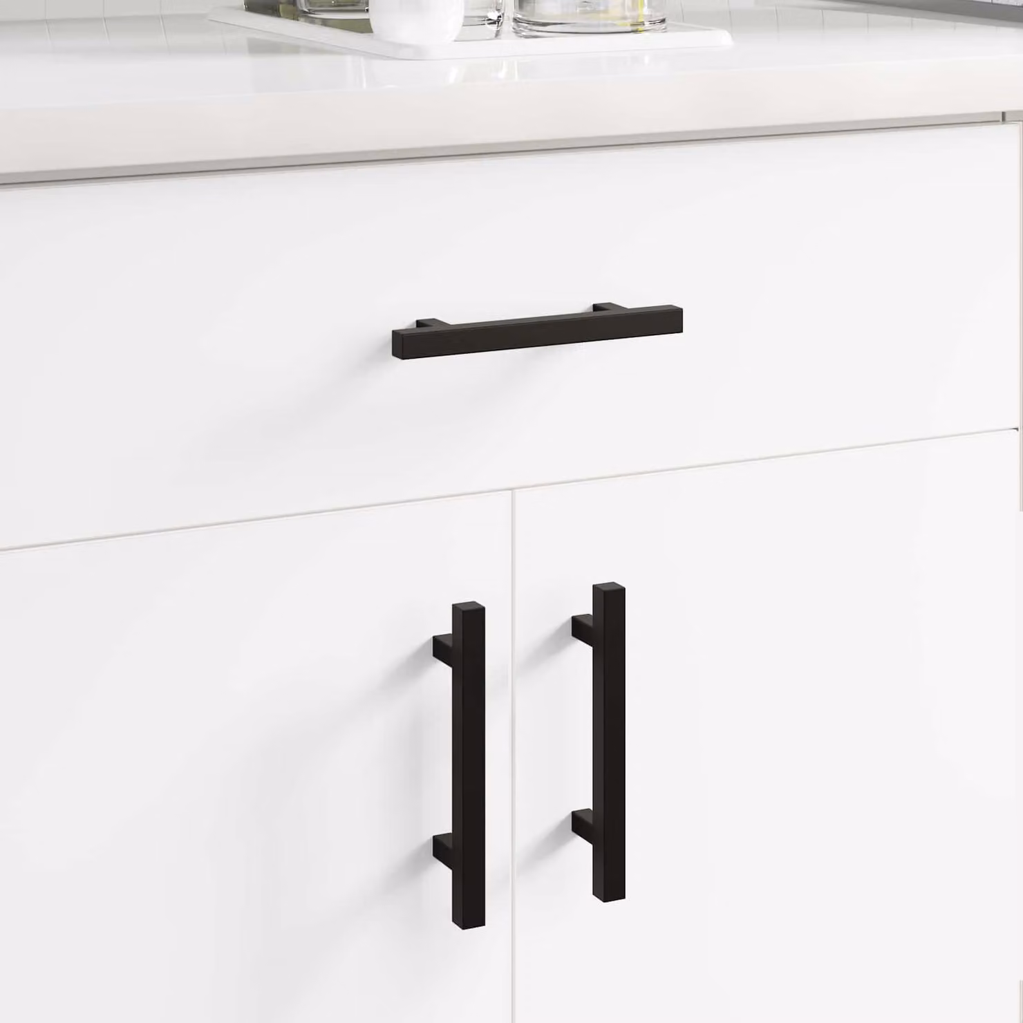 Set di 12 maniglie per armadio vidaXL in acciaio inossidabile nero opaco, L 150 mm x H 35,2 mm x P 12,3 mm