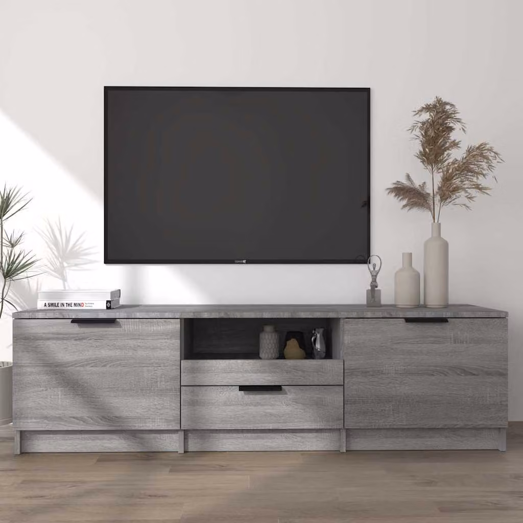 Mobile TV moderno vidaXL in legno ingegnerizzato grigio, L 140 cm x P 35 cm x H 40 cm