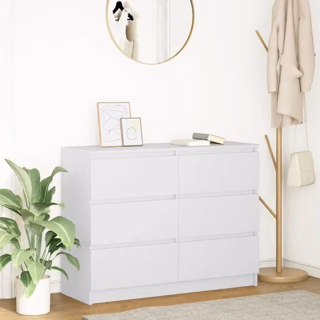 Credenza-Buffet-Armadio da cucina Bianca 100x35x76 cm in Legno Multistrato
