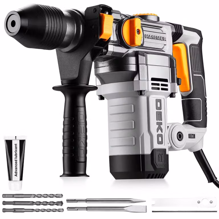 Trapano avvitatore a percussione da 1500 W, 5,5 J, attacco SDS-Plus, 3 modalità, completo di punte e scalpelli