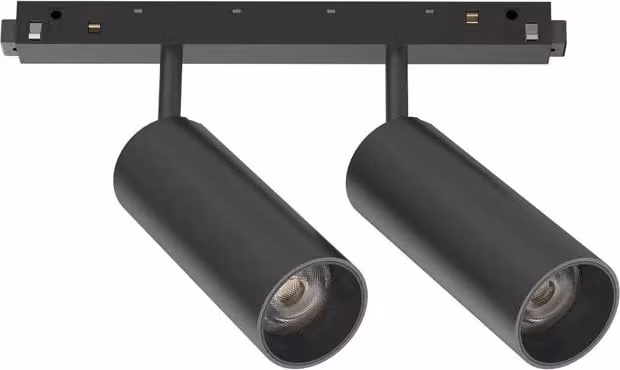 Proiettore su Binario IDEAL LUX Ego in Alluminio Nero con 2 Luci LED da 24W, Luce Calda 3000K, Regolabile e Dimmerabile