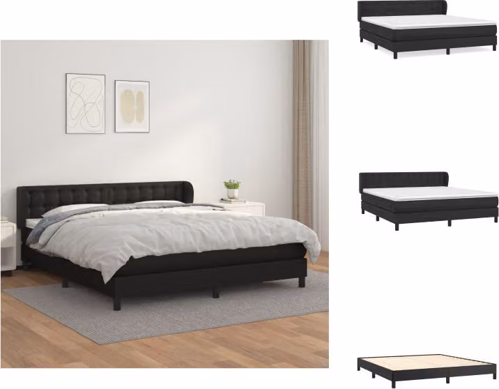 vidaXL Letto a molle con materasso nero 180x200 cm in Pelle finta - Letti e strutture letto