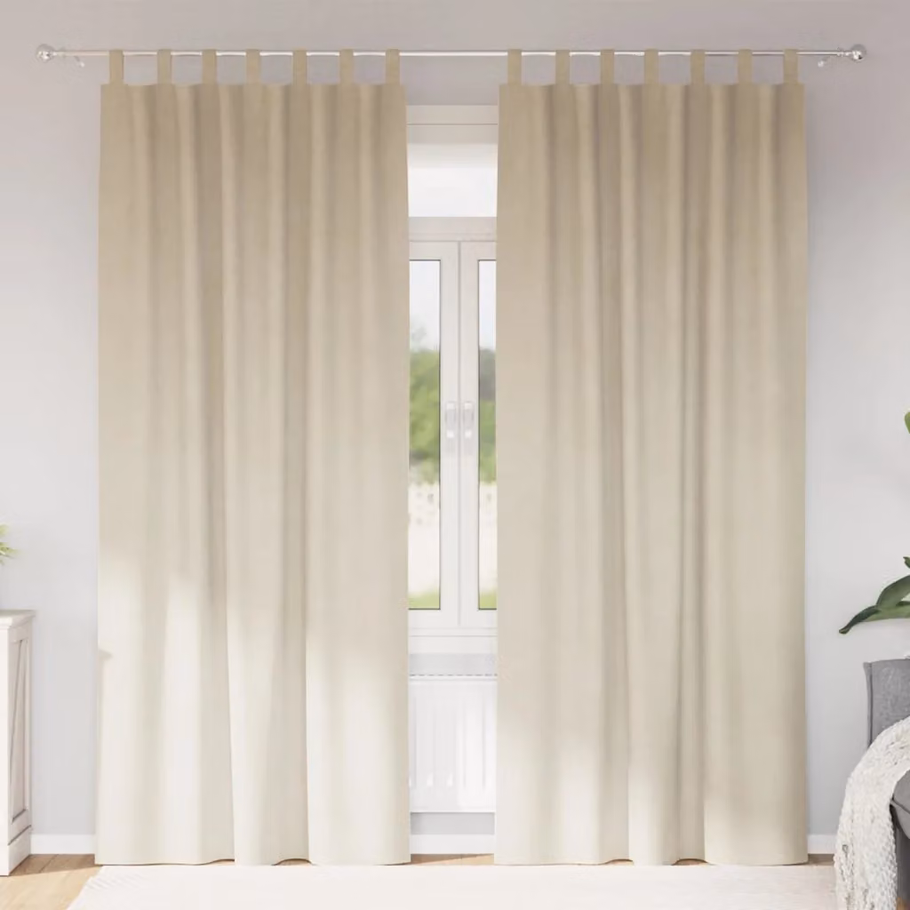 Set di 2 tende oscuranti vidaXL in velluto beige, L: 140 cm, H: 260 cm