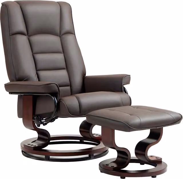 Poltrona relax reclinabile con poggiapiedi ¨C Xylo ¨C similpelle marrone girevole