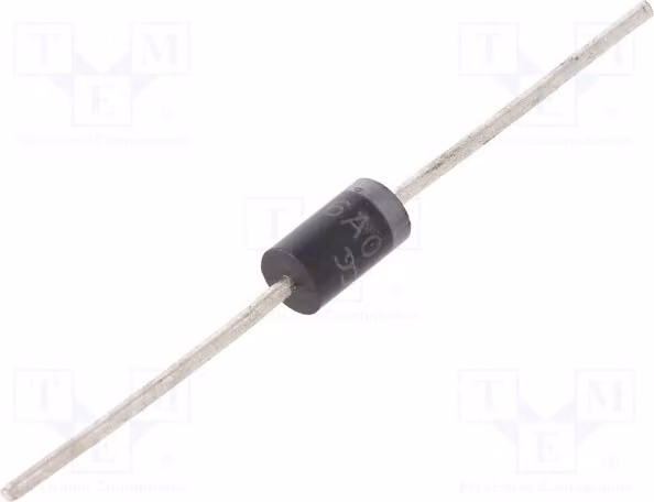 5x Diodo: Rettificatore a montaggio su circuito stampato (THT). Ifsm: 200A 50V 6A 6A05GS Diodi universali a montaggio su circuito stampato (THT). B
